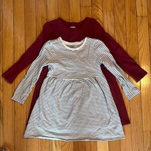 Old Navy Red and White A-Line Casual Dress Long Sleeve Crew Neck